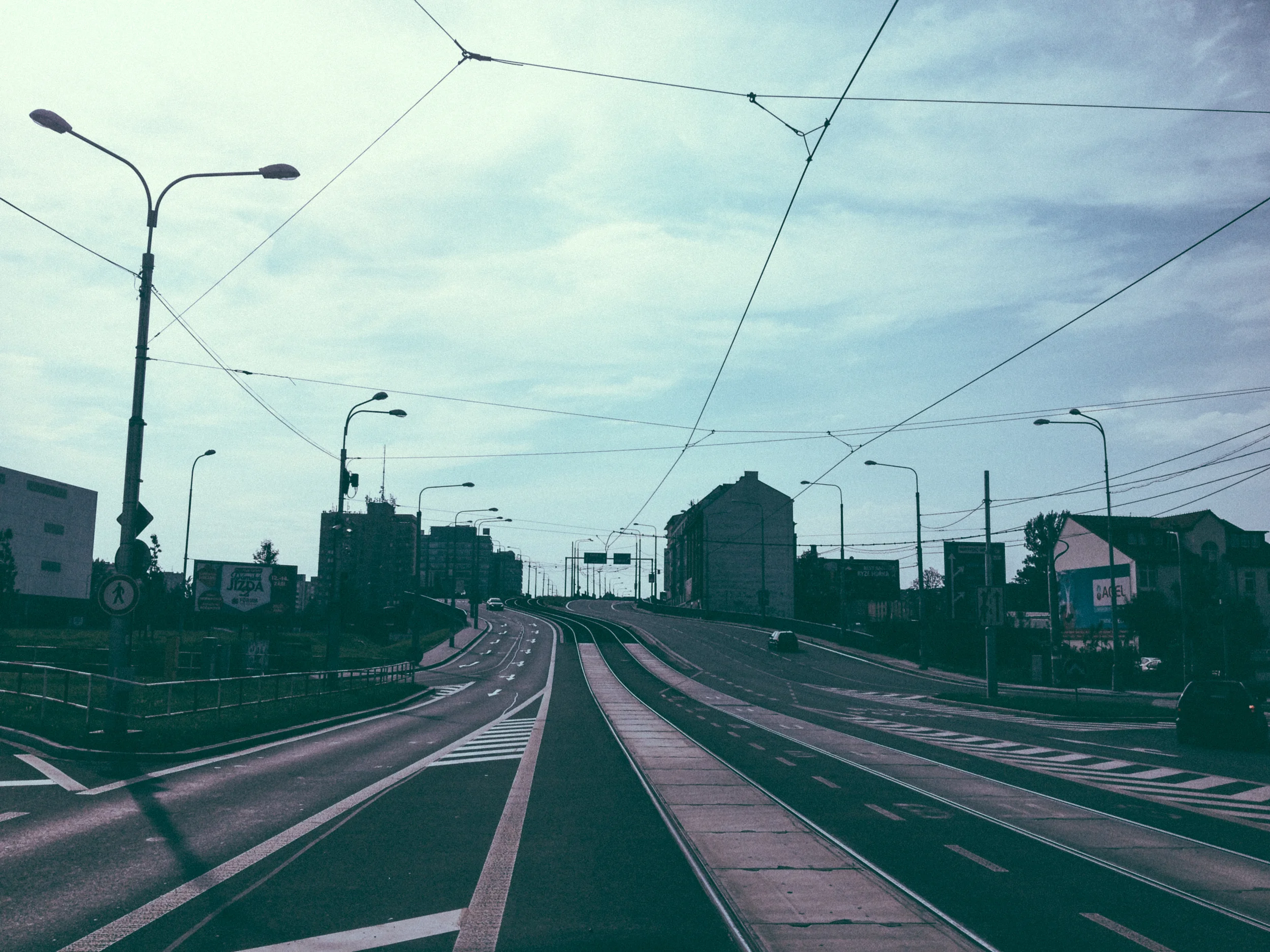 Street in Ostrava right after getting off the tram to go to the mall.