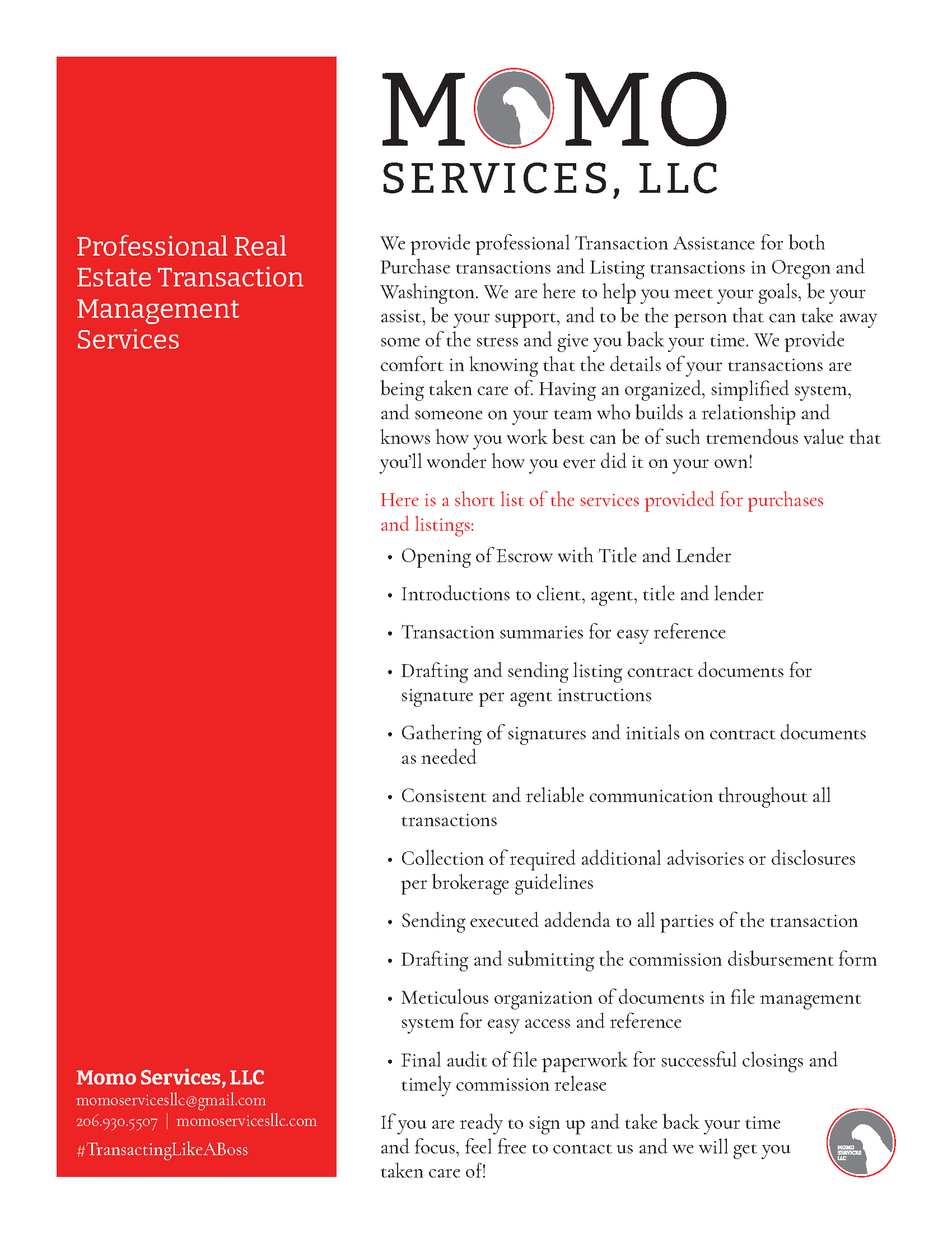  Marketing flyer 8.5” x 11” 