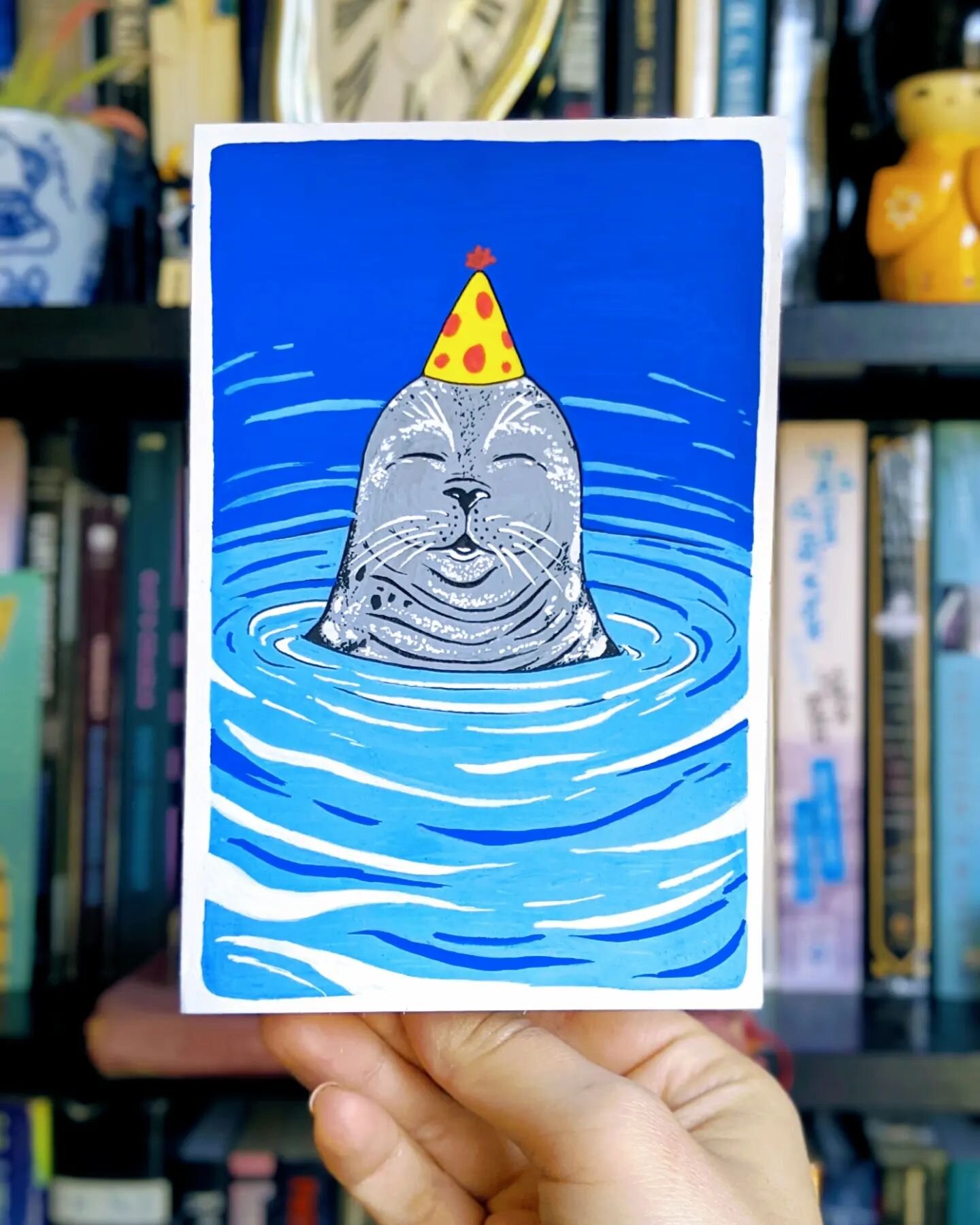 My partner's birthday is an excuse to draw animals in party hats. @indestructible_object
.
.
.
.
#birthday #greetingcards #animals #watercolor #posca #poscaart #handmade #artistsoninstagram #birthdaycard
