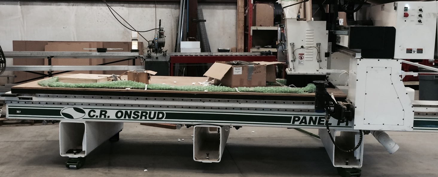 The new CR Onsrud Gantry Router with a 4th (C) axis right after it was unloaded by crane at our facility.