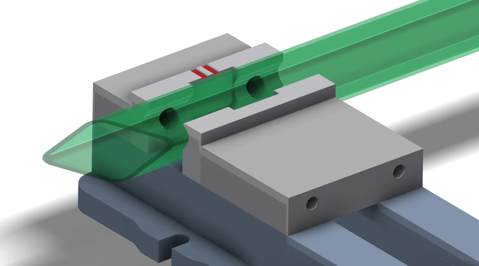 The steel tube that we are going to cut has been changed to semi-transparent for illustration purposes.
