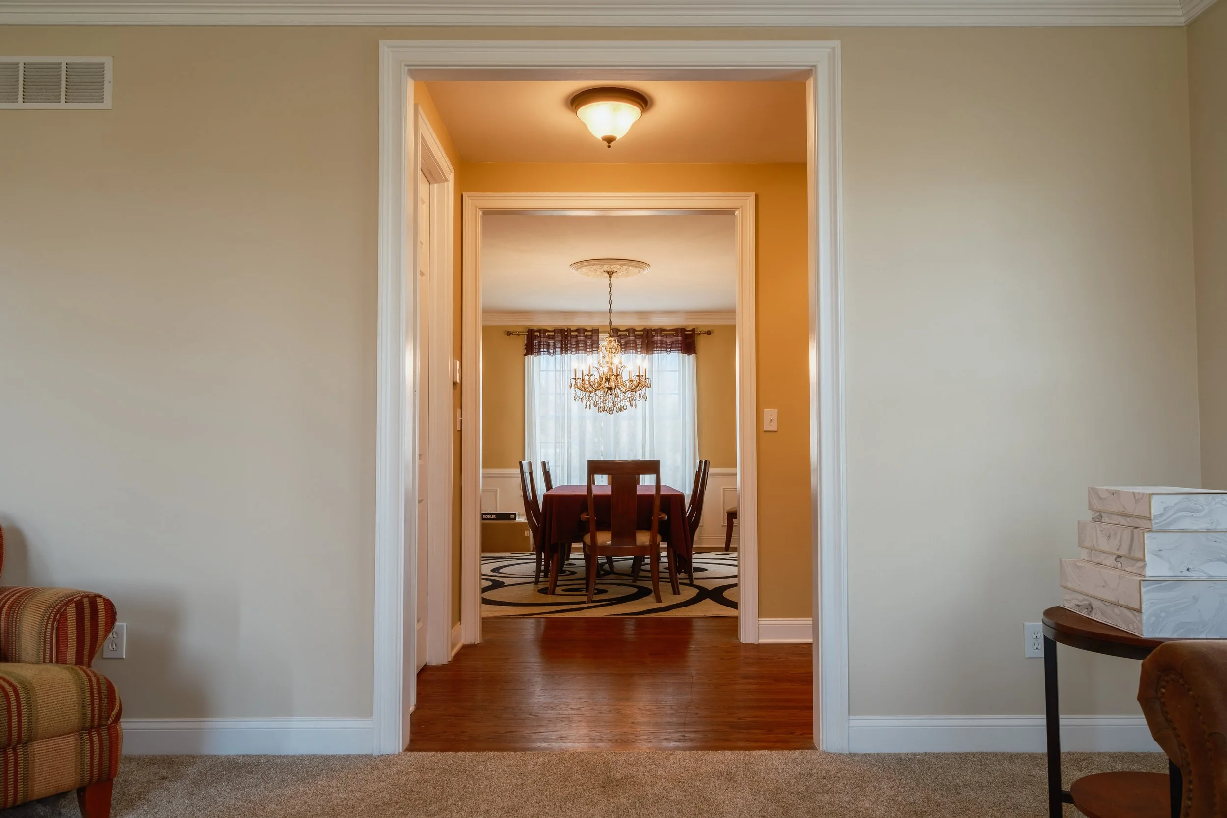 entryway to dining room in single family home in warminster, pennsylvania