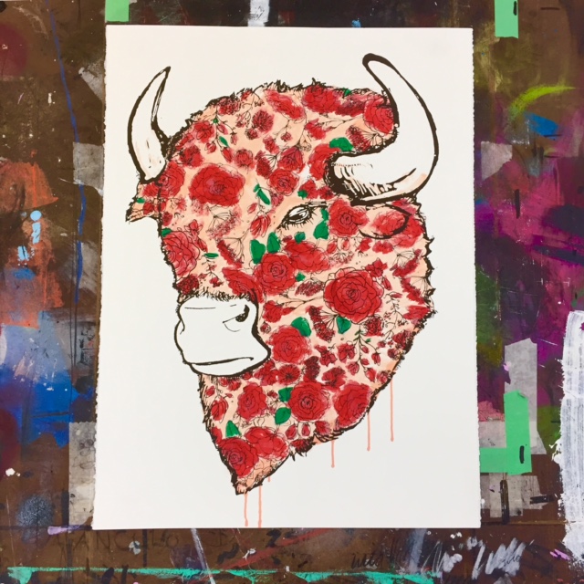 Buffalo Roses (work on paper) 2016