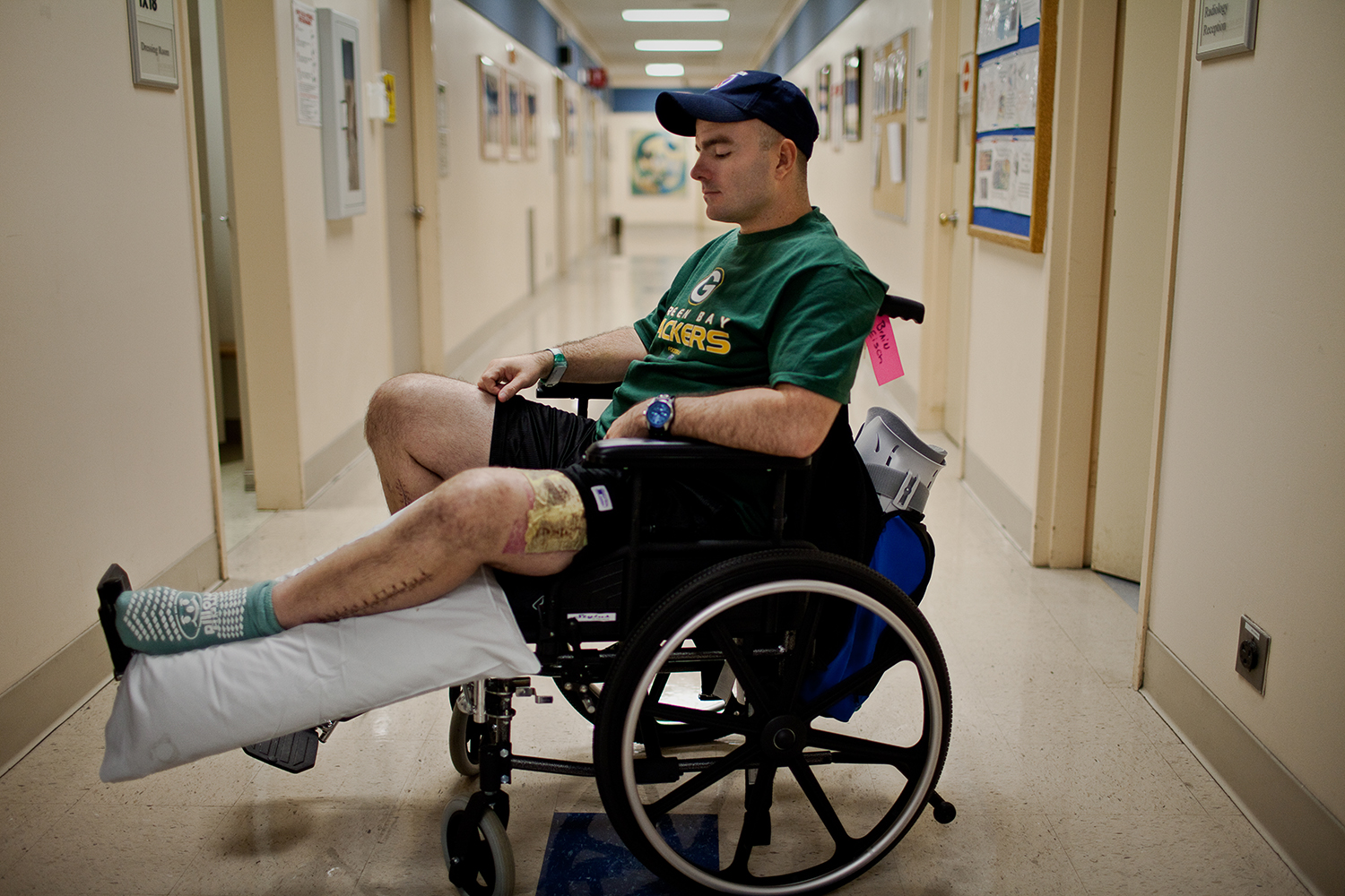  Sergeant First Class Eisch sits in recovery at Walter Reed Army Medical Center. The boys have since visited him and are waiting for his return in Wautoma, WI. “Brian came home,” Shawn Eisch said one evening after visiting his brother in the hospital