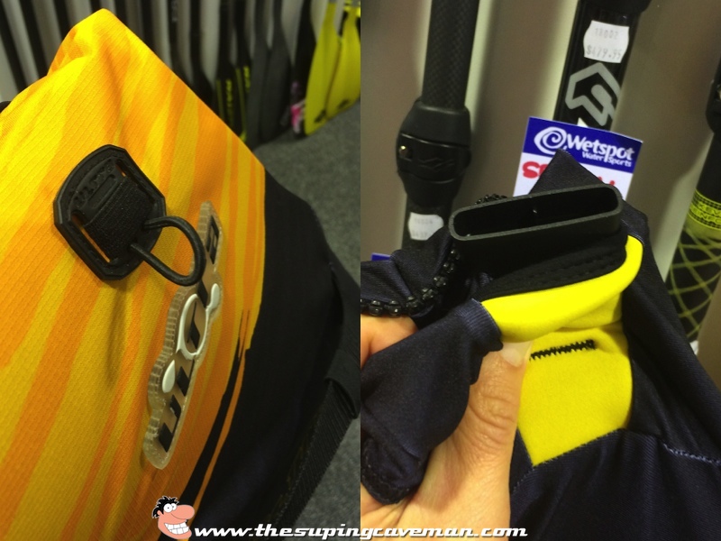 Left shows hose eyelet and right is the side release clip that is hidden by a neoprene sleeve