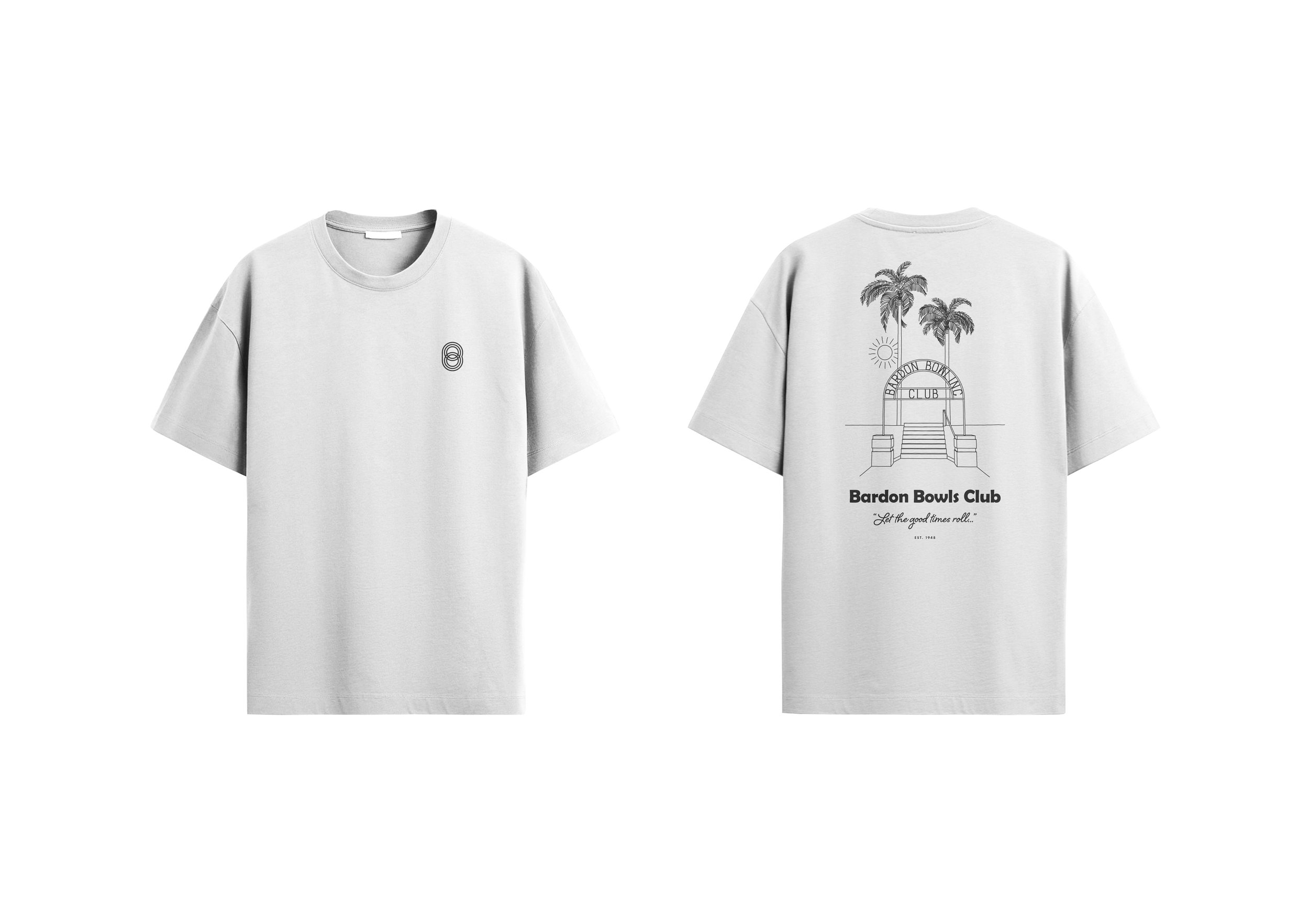 Bardon Bowls Club_TShirt_Let the Good Times Roll_White.jpg