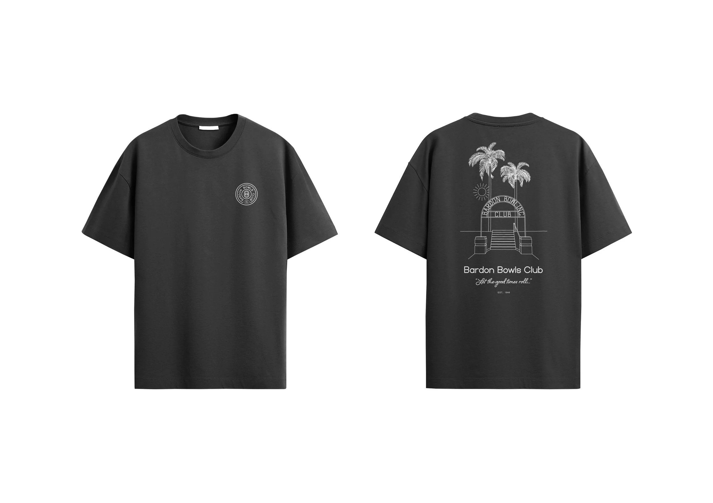 Bardon Bowls Club_TShirt_Let the Good Times Roll_Black.jpg
