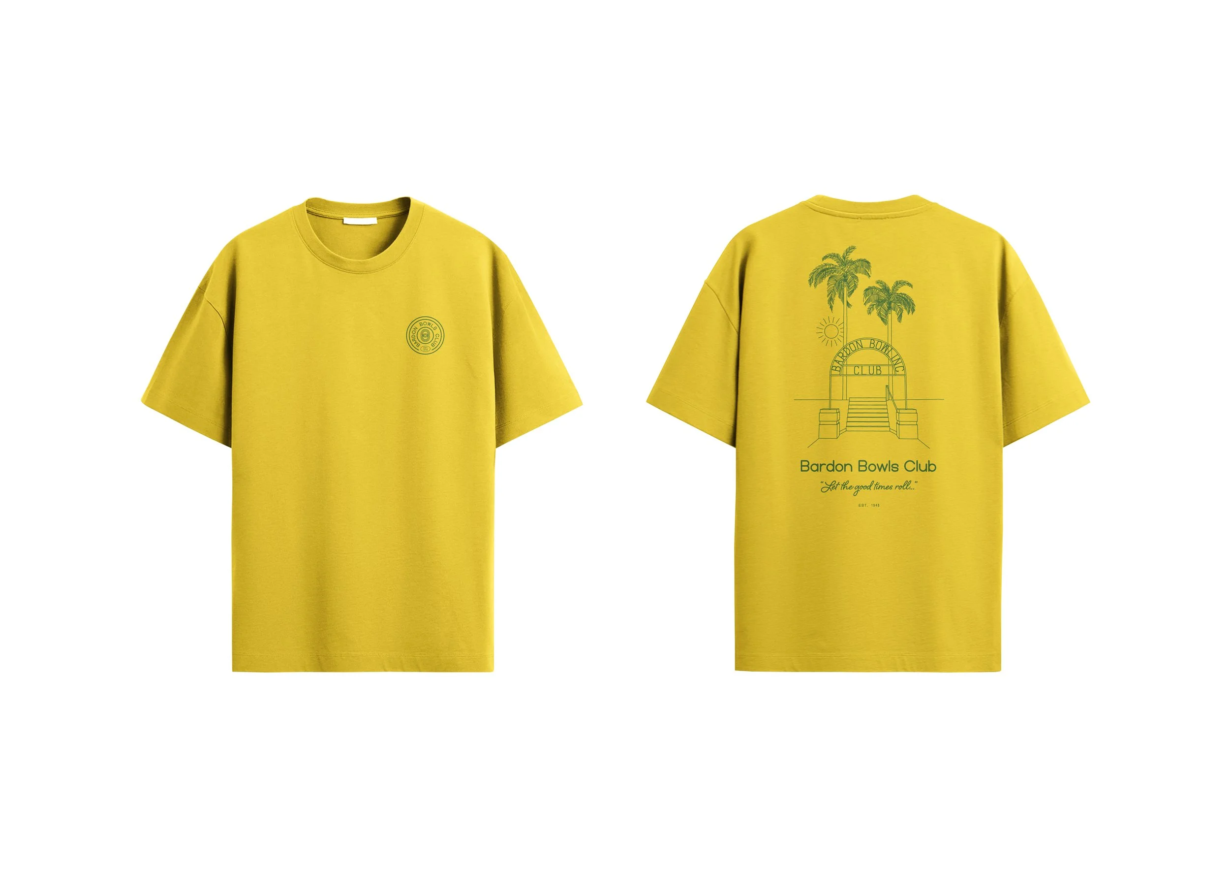 Bardon Bowls Club_TShirt_Let the Good Times Roll_Yellow.jpg