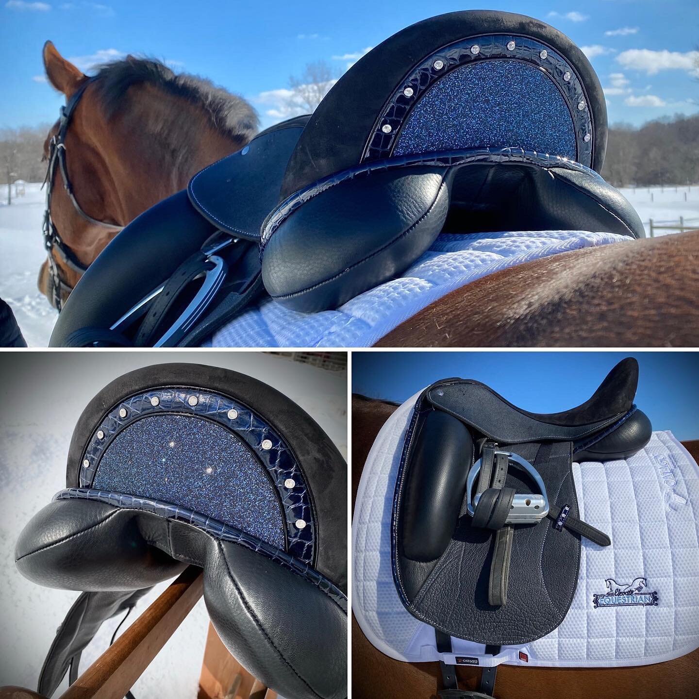 Absolutely OBSESSED with my gorgeous new @customsaddlery Icon Star that just came in! I&rsquo;ve had my old one for years and still love it but I wanted to go all out and rock the navy bling so I ordered the exact same saddle but with some Jamie flav