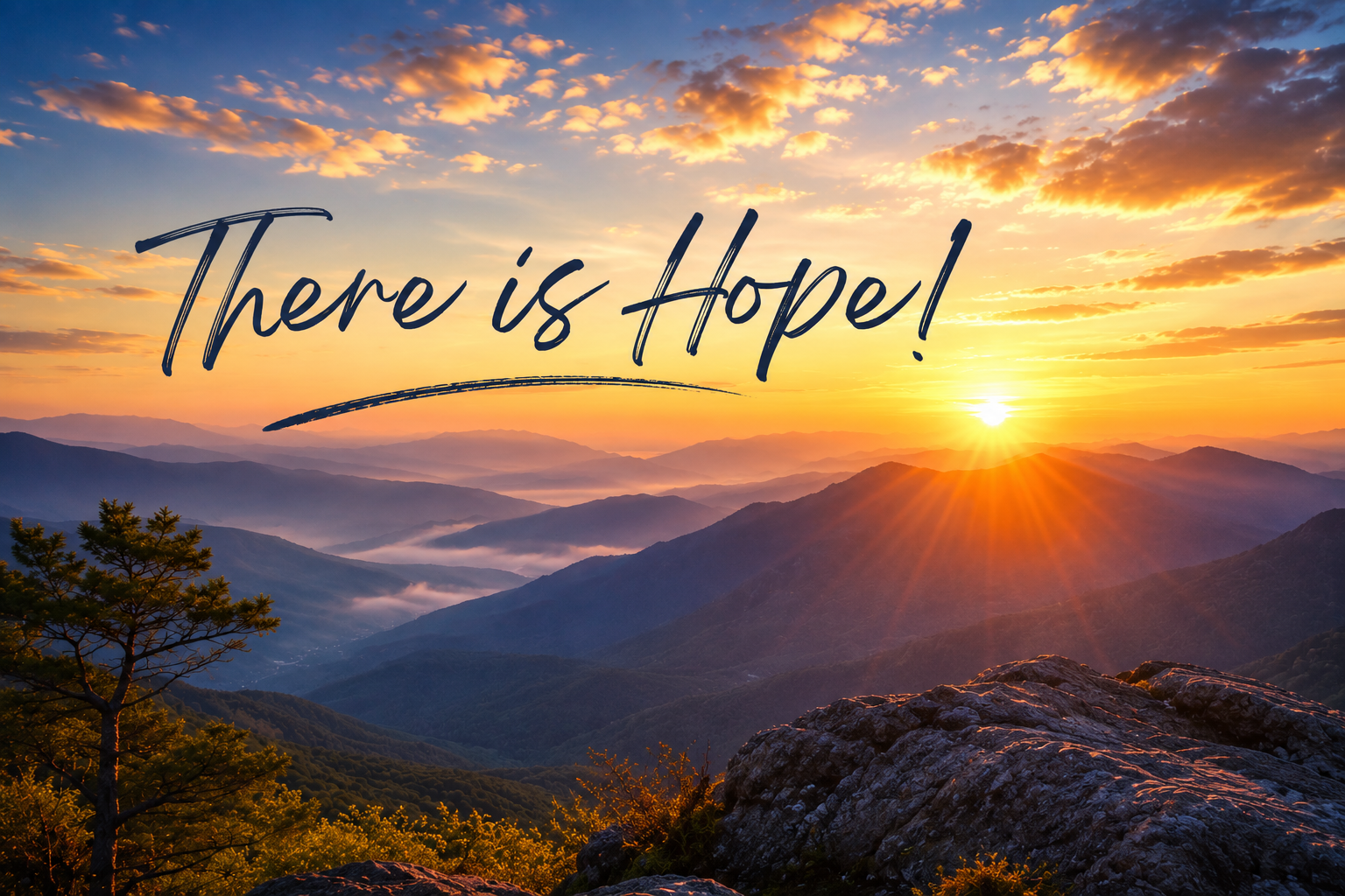 Sunrise over mountain peaks symbolizing hope, healing, personal growth, and new beginnings.