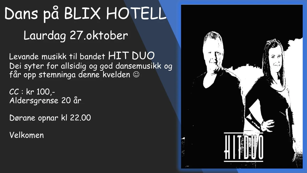 Dans med "Hit Duo" fredag 27. oktober