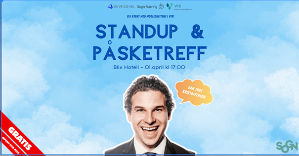 Standup &amp; påsktreff onsdag 1. april kl 17:00 (gratis og ope for alle)
