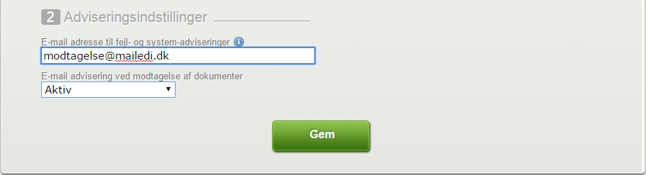 Notifikation ved modtagelse