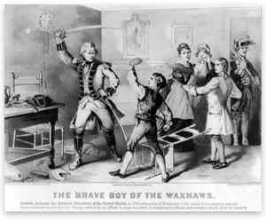 Jackson being struck with a sabre by a British officer