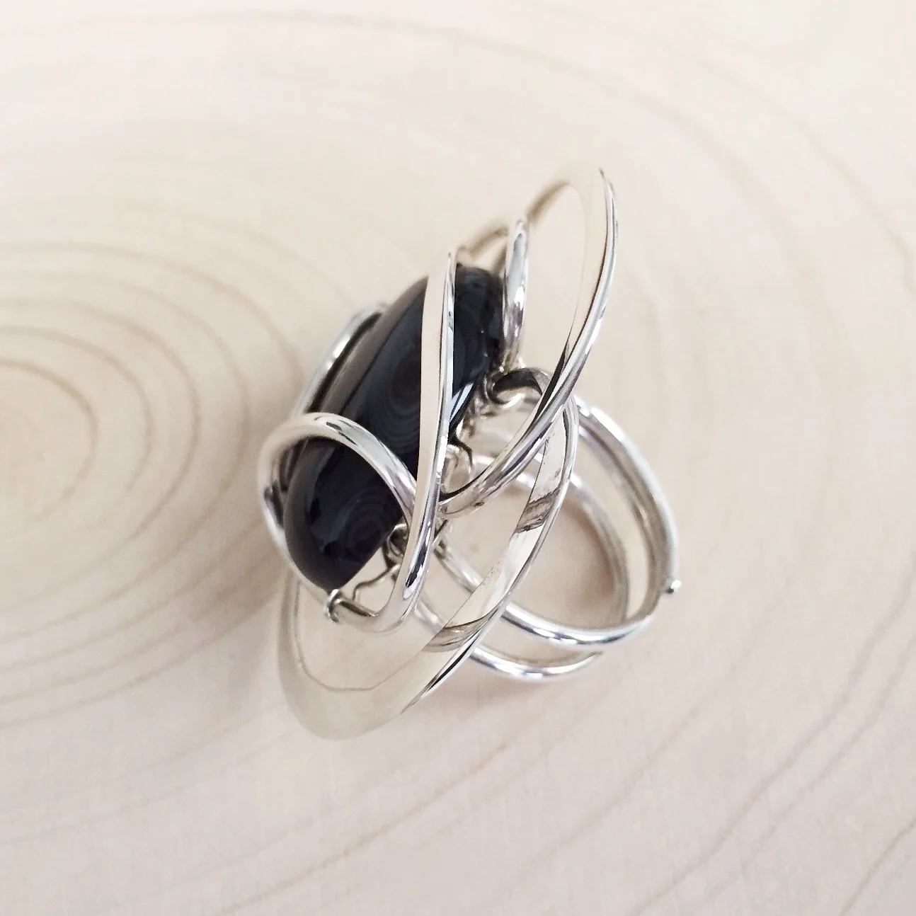 black sardonyx sterling silver ring, chloe jewelry