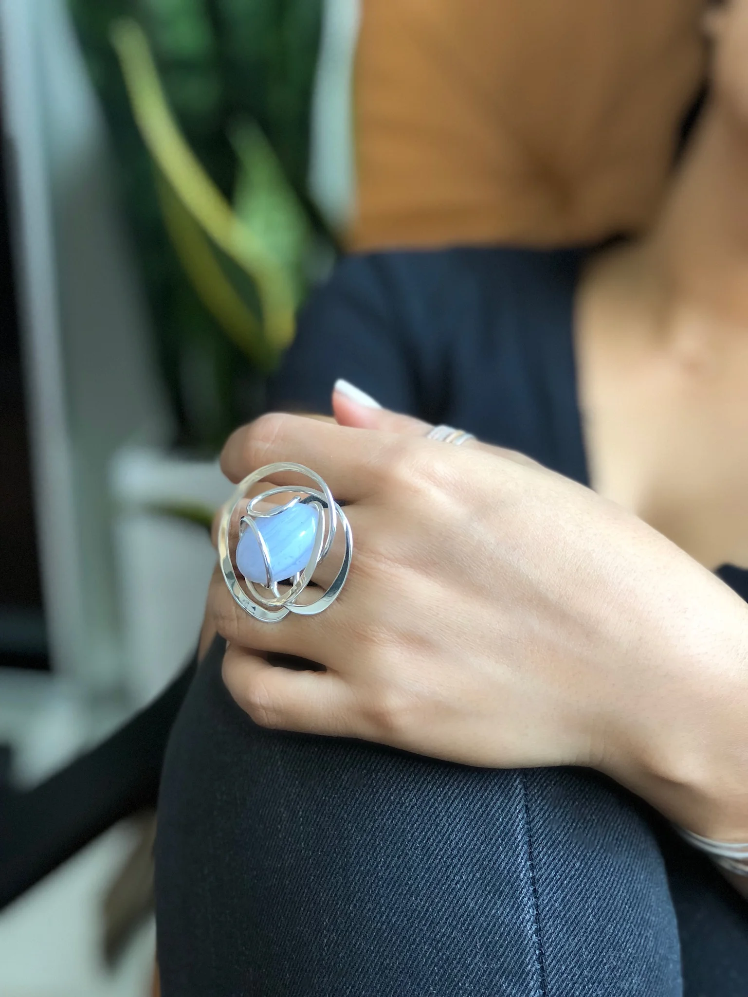 Copy of Blue lace agate ring, sterling silver ring, blue stone ring, handcrafted ring, handcrafted jewelry, one of a kind, buy original art, original art, wearable art