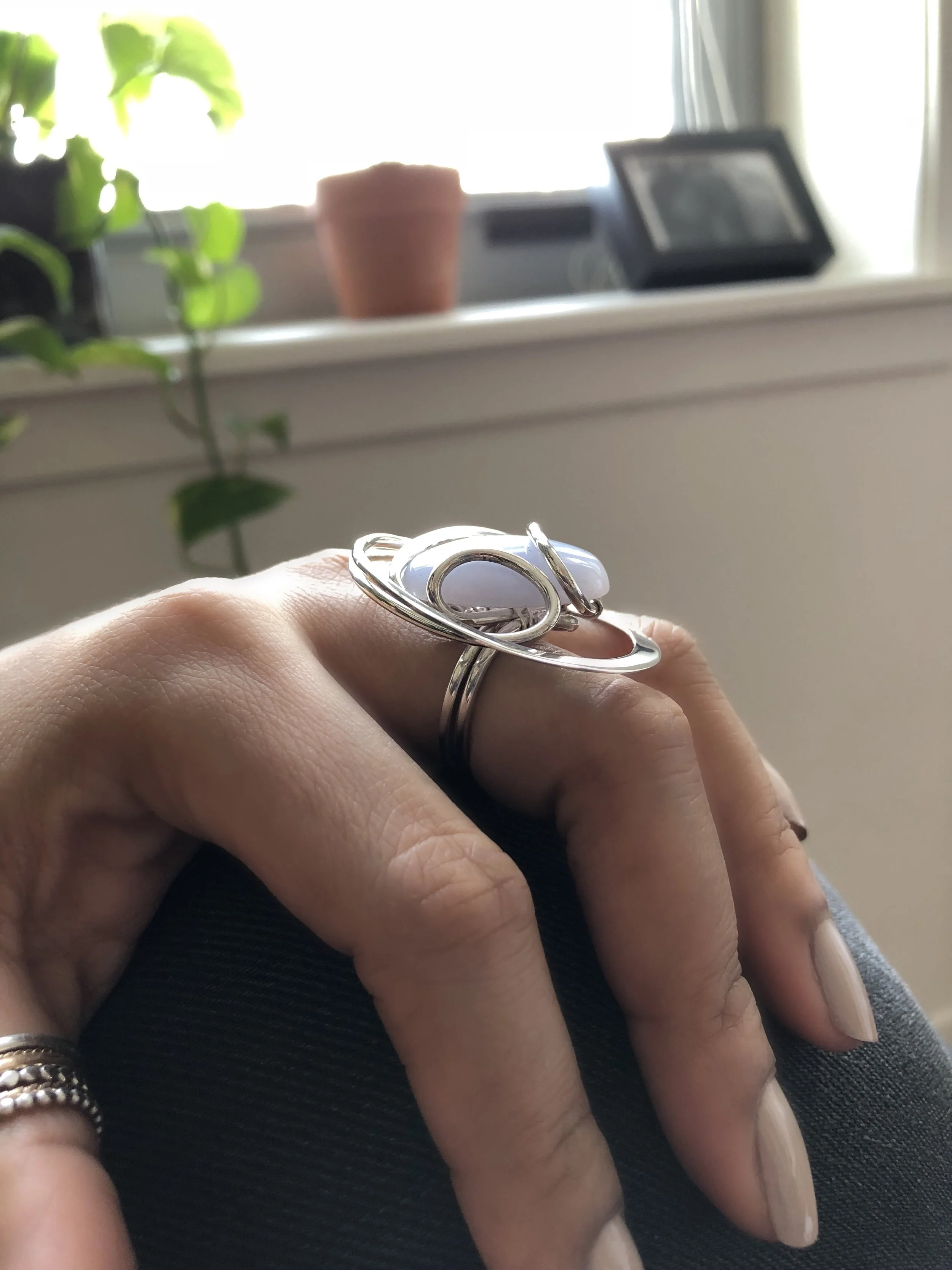 Blue Lace Agate Sterling Silver, Chloe jewelry