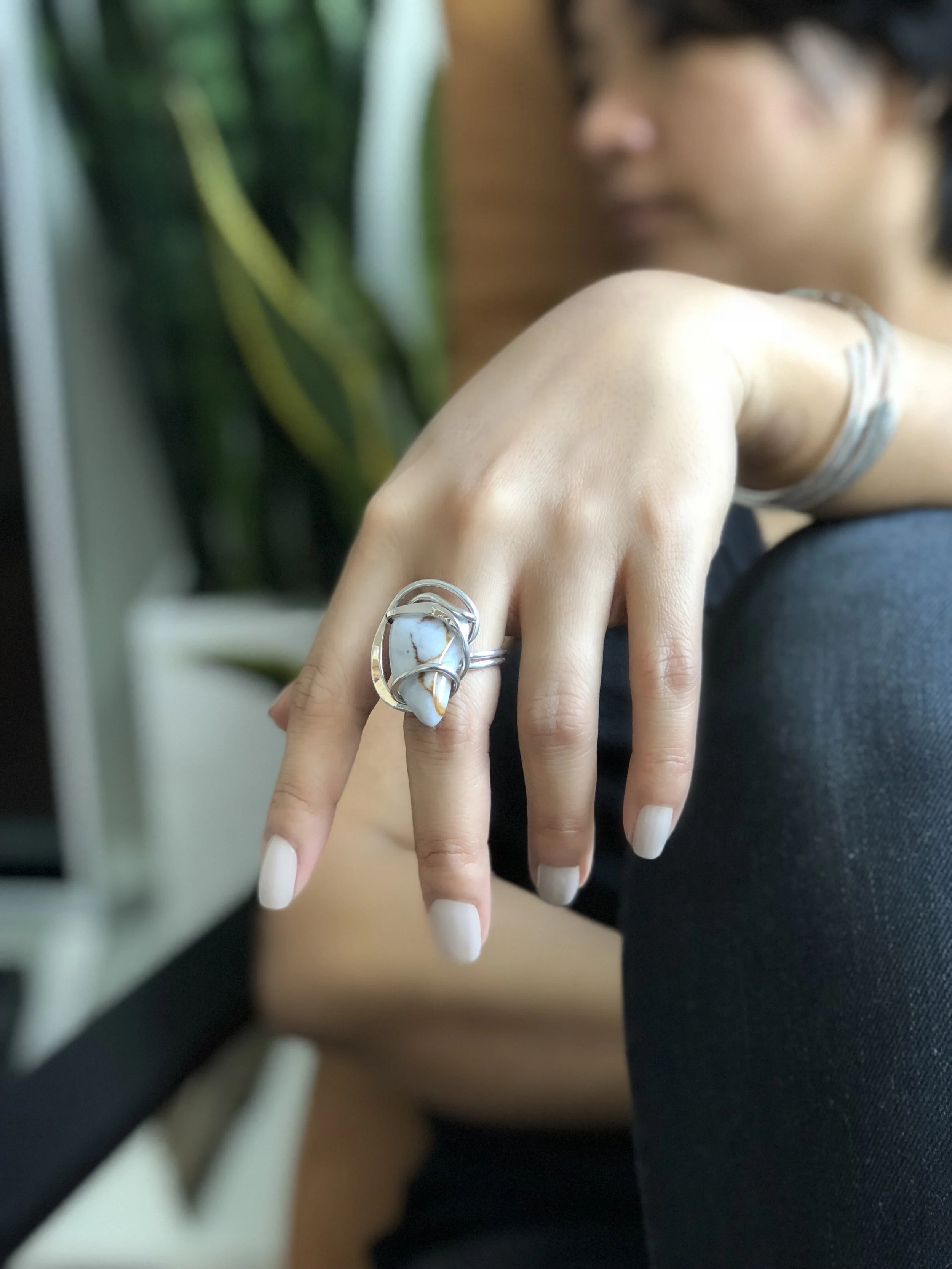Blue Lace Agate Sterling Silver, Chloe jewelry