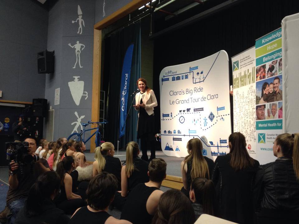 Clara Hughes takes the stage as the Erasing the Stigma dancers take the front row