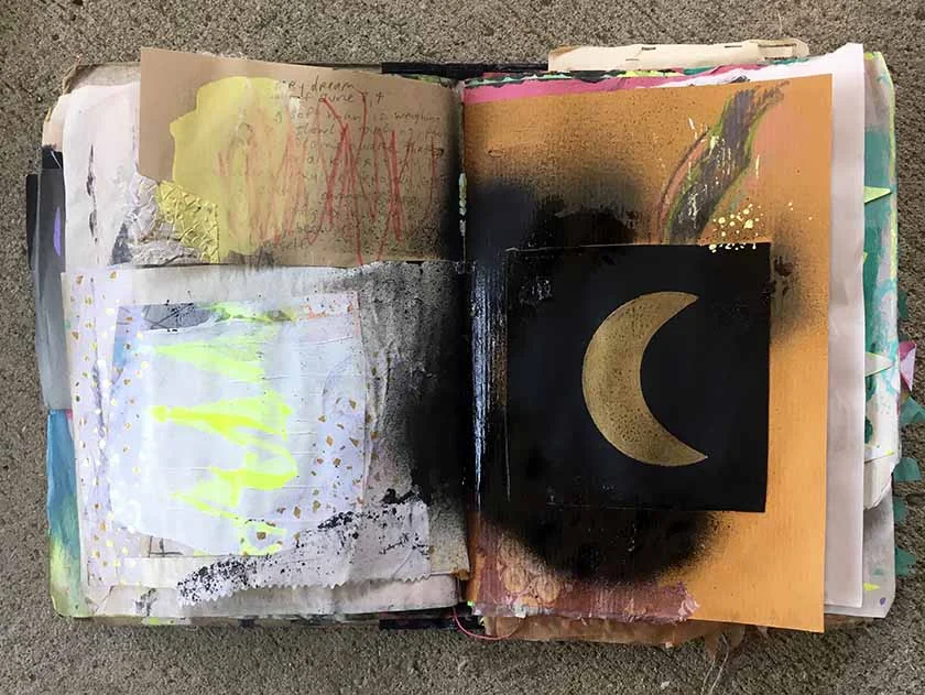 Jessica sent me this moon and the golden-flecked tissue paper. 