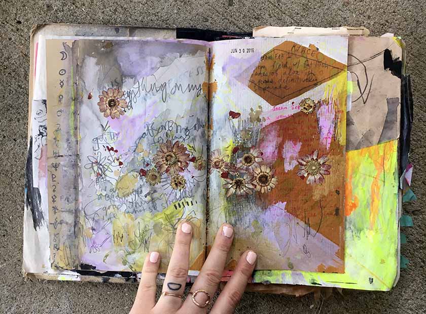 Pressed flowers were actually from Michaels. Pencil writing was a mind dump from Get Messy Season of Introspection.