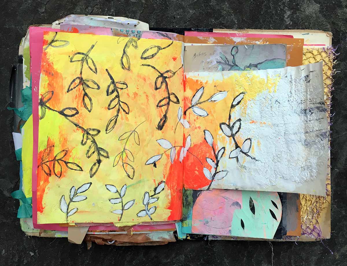 Gouache, water-soluble pencil, more gouache.