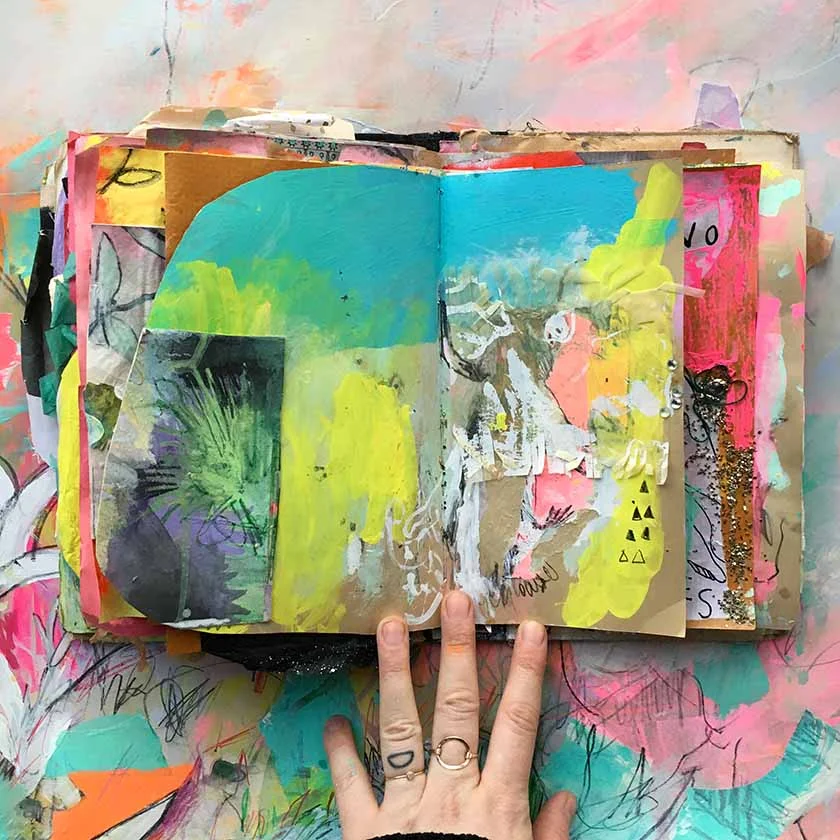 Began gluing some paintings on paper into my art journal, which is about full now! It's rare for that to happen.