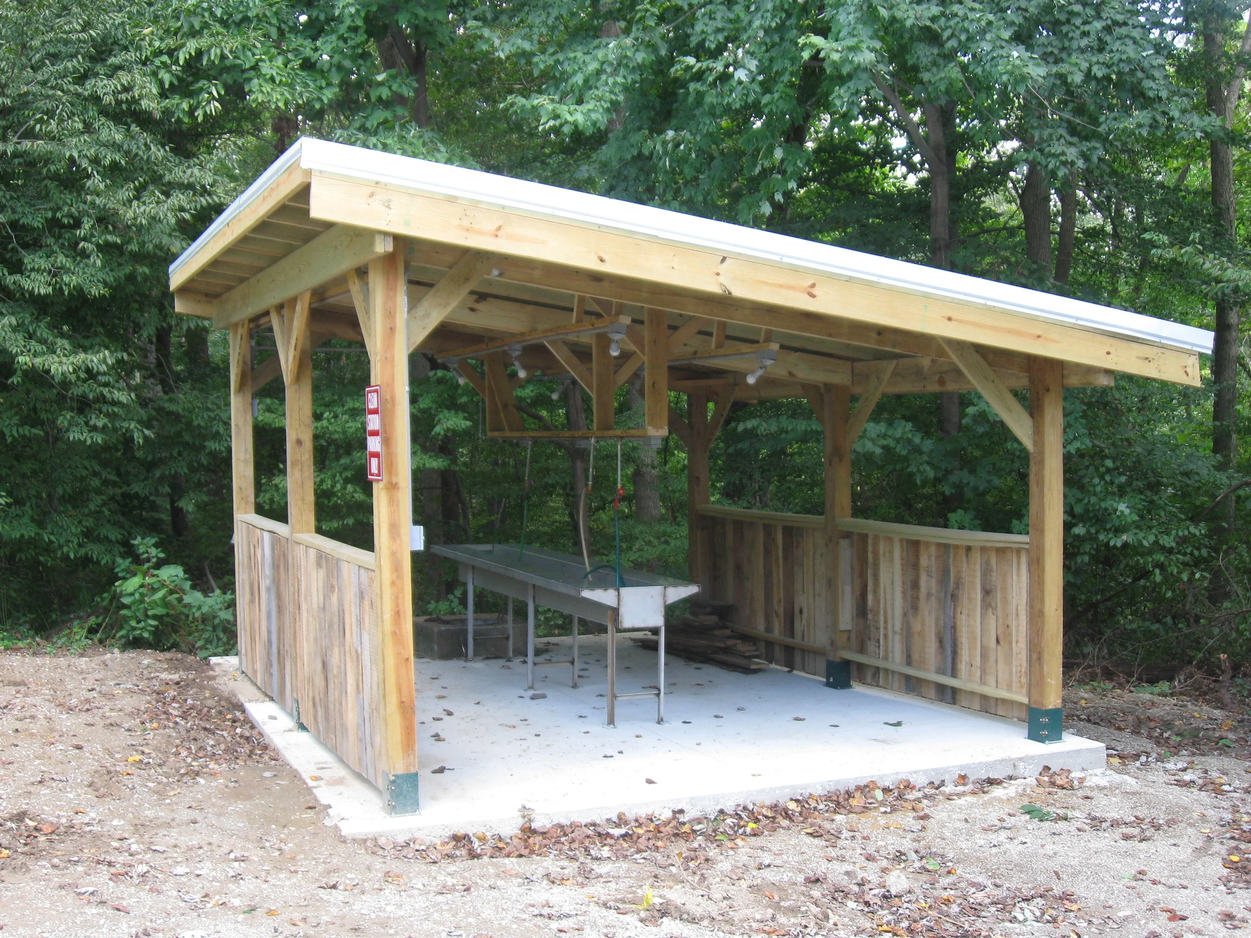 This new fish cleaning station was built in 2010. The stainless steel table with water and lighting directly above give successful fisherman a convenient method of preparing their catch!