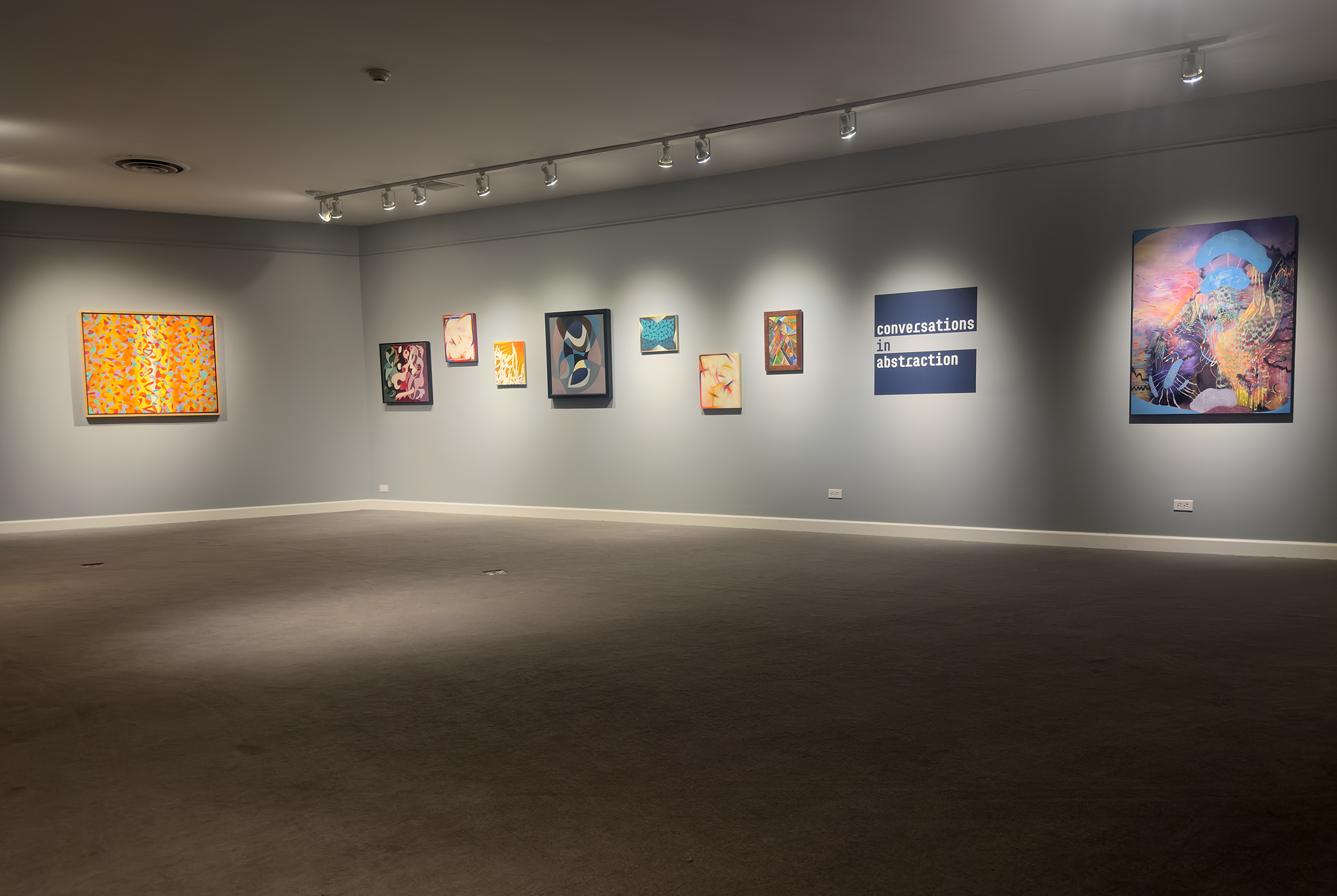 Installation view of Conversations in Abstraction at Madron Gallery, fall of 2025.