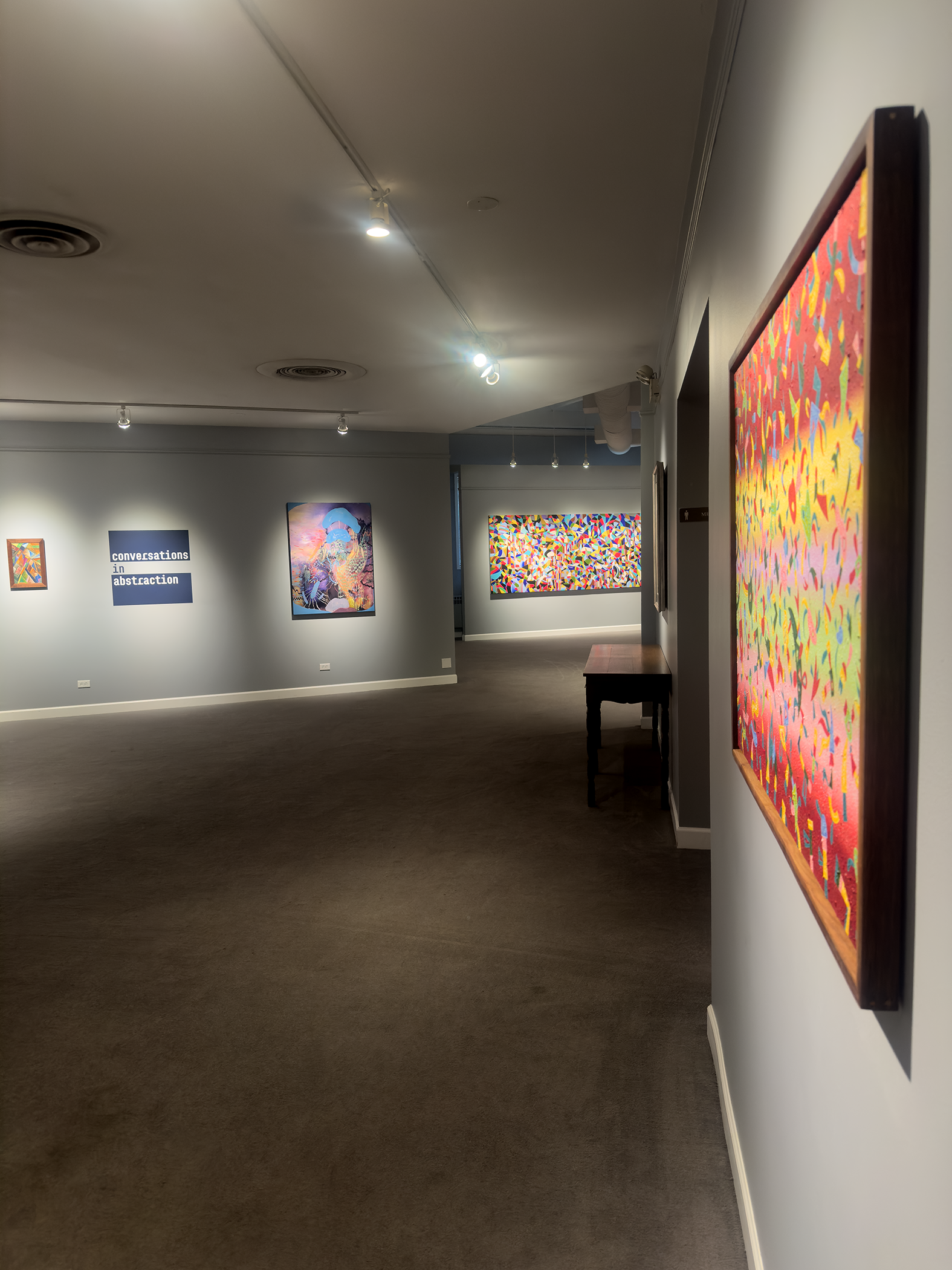 Installation view of Conversations in Abstraction at Madron Gallery, fall of 2025.