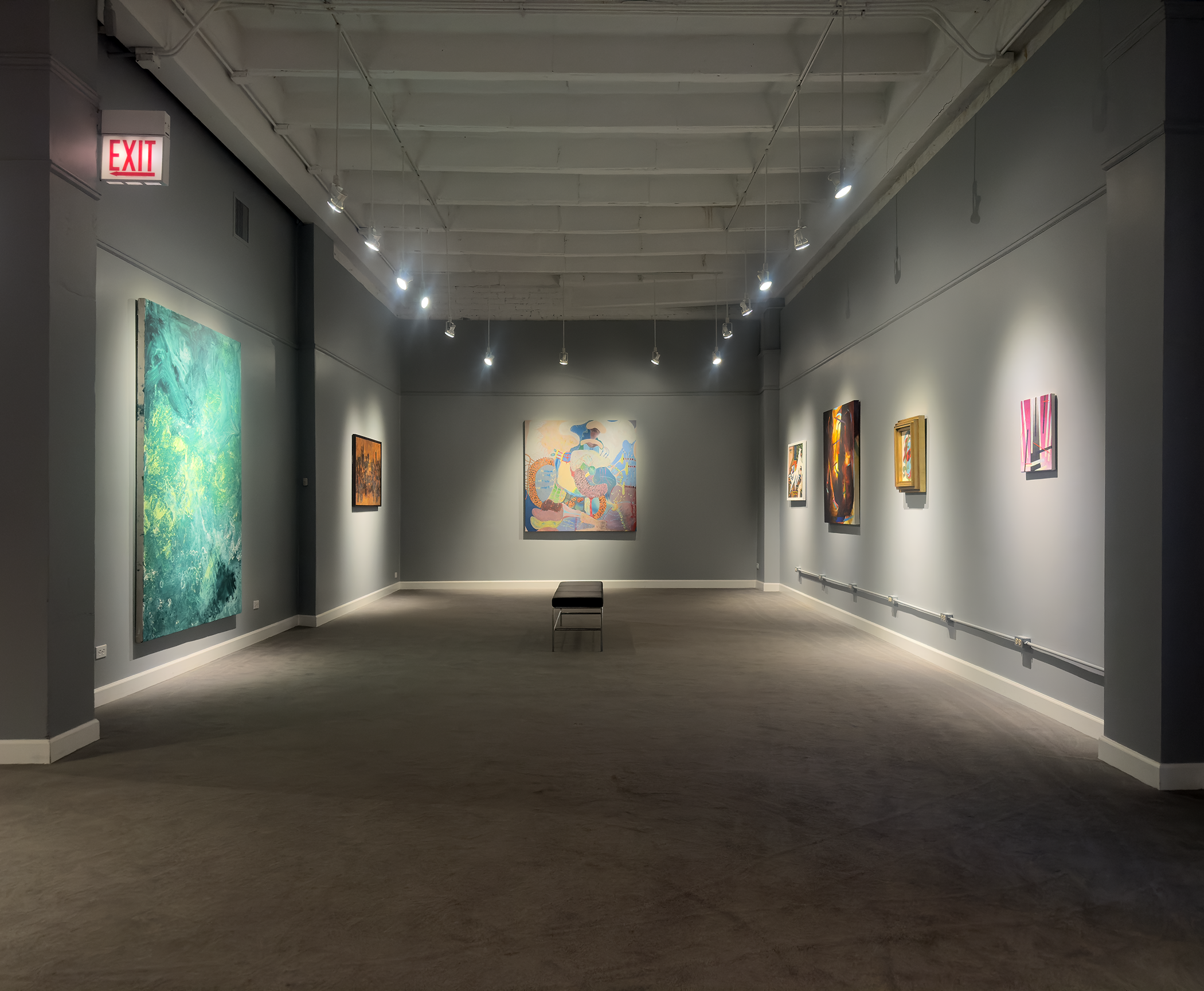 Installation view of Conversations in Abstraction at Madron Gallery, fall of 2025.
