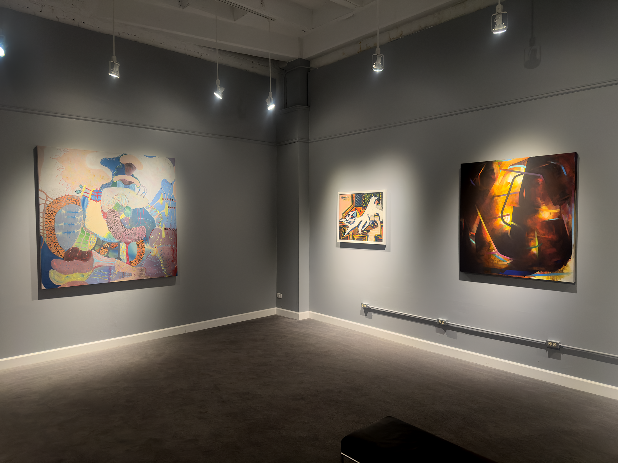 Installation view of Conversations in Abstraction at Madron Gallery, fall of 2025.