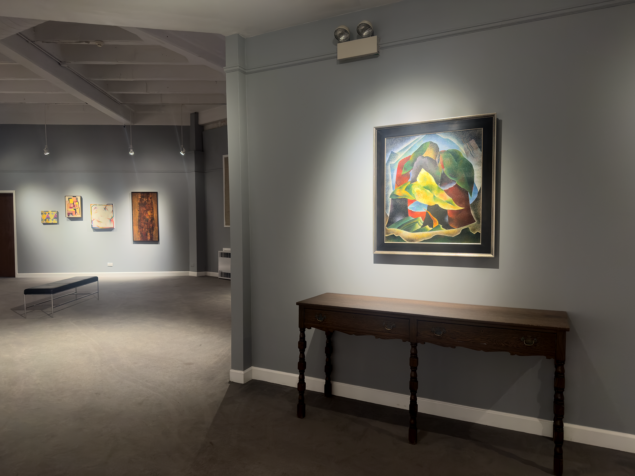Installation view of Conversations in Abstraction at Madron Gallery, fall of 2025.