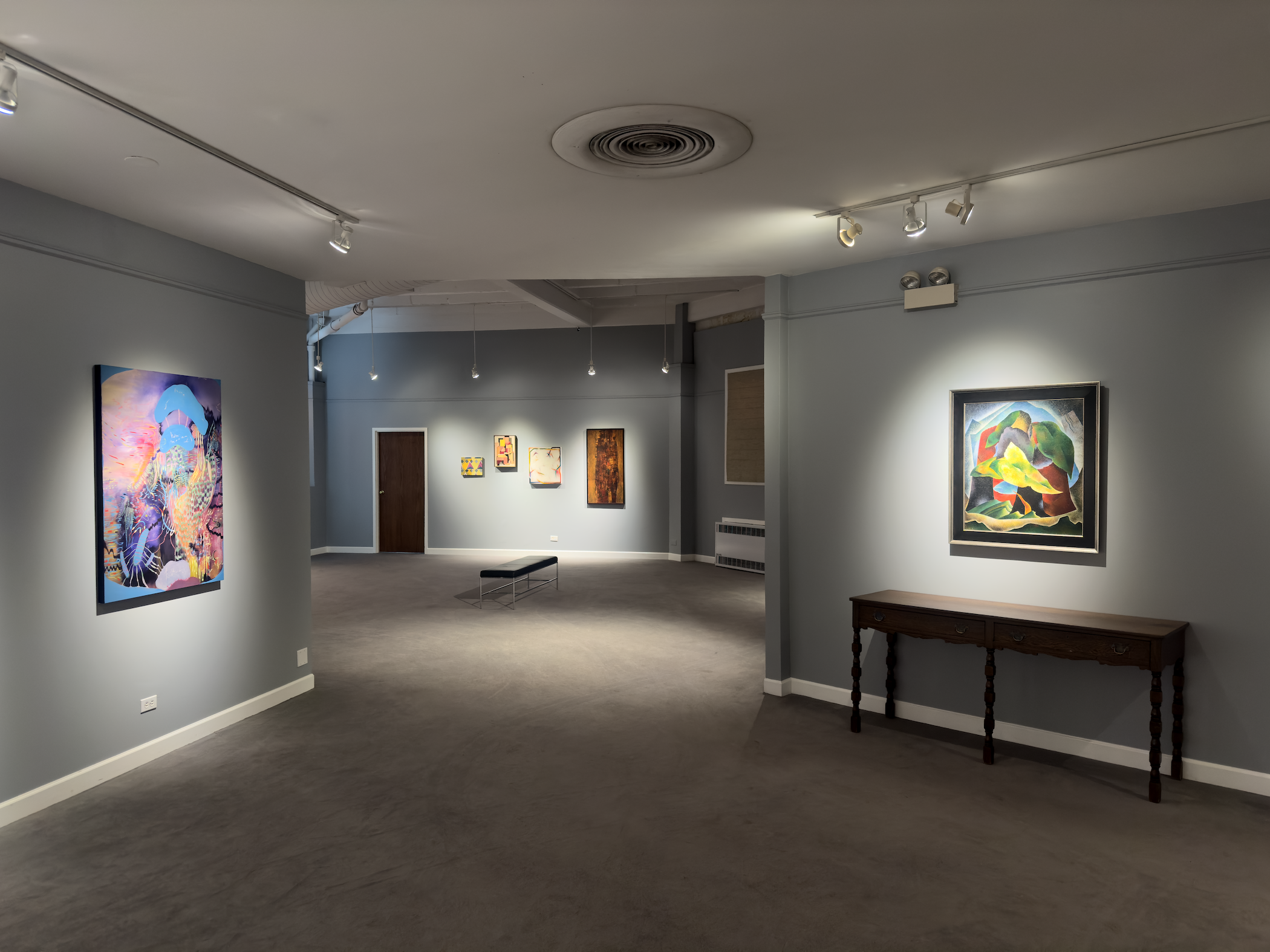 Installation view of Conversations in Abstraction at Madron Gallery, fall of 2025.