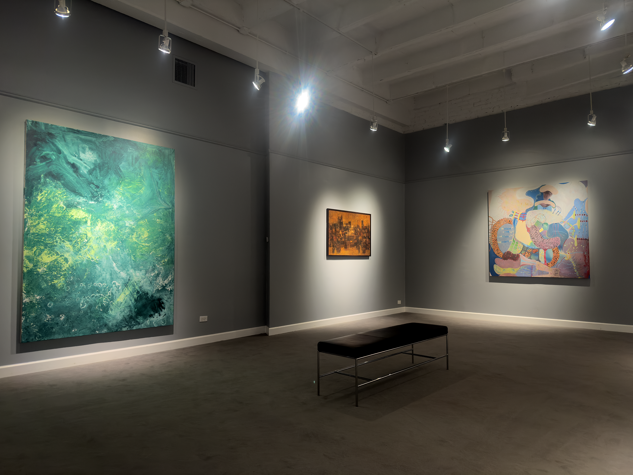 Installation view of Conversations in Abstraction at Madron Gallery, fall of 2025.
