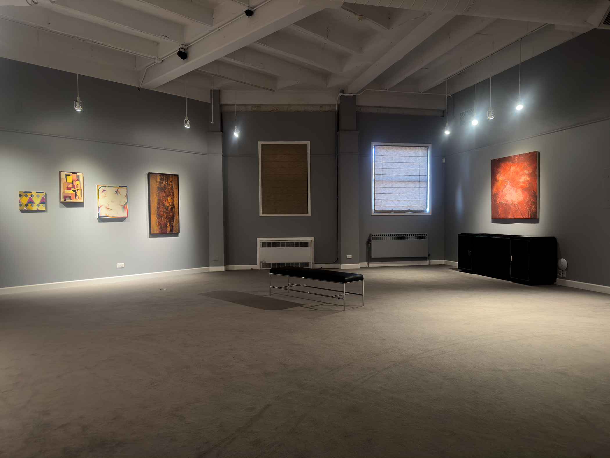 Installation view of Conversations in Abstraction at Madron Gallery, fall of 2025.