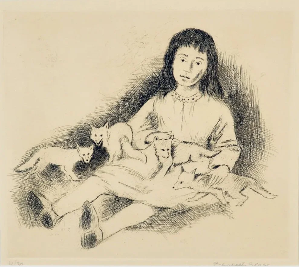 Girl with Foxes