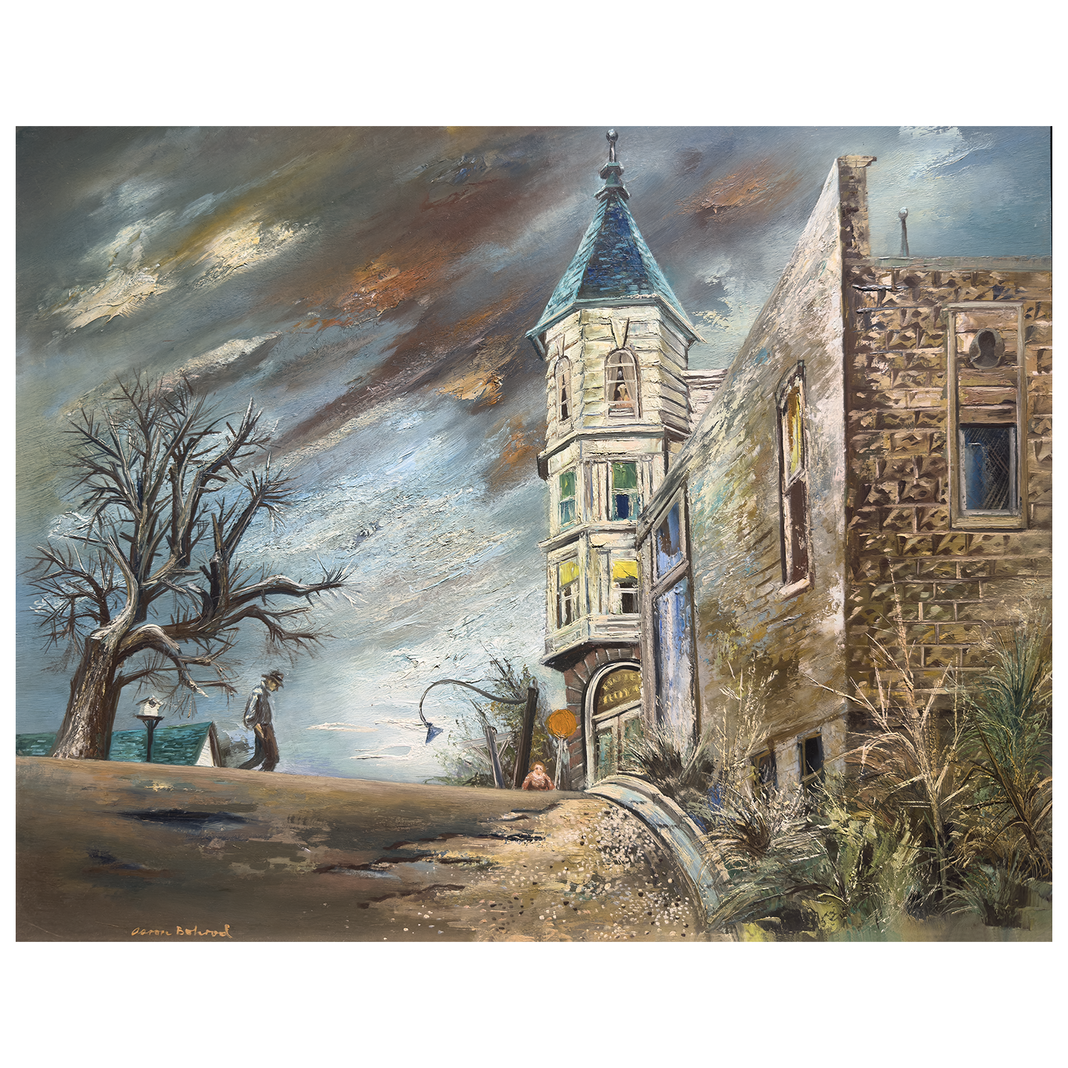 Aaron Bohrod, "House and Stormy Sky"