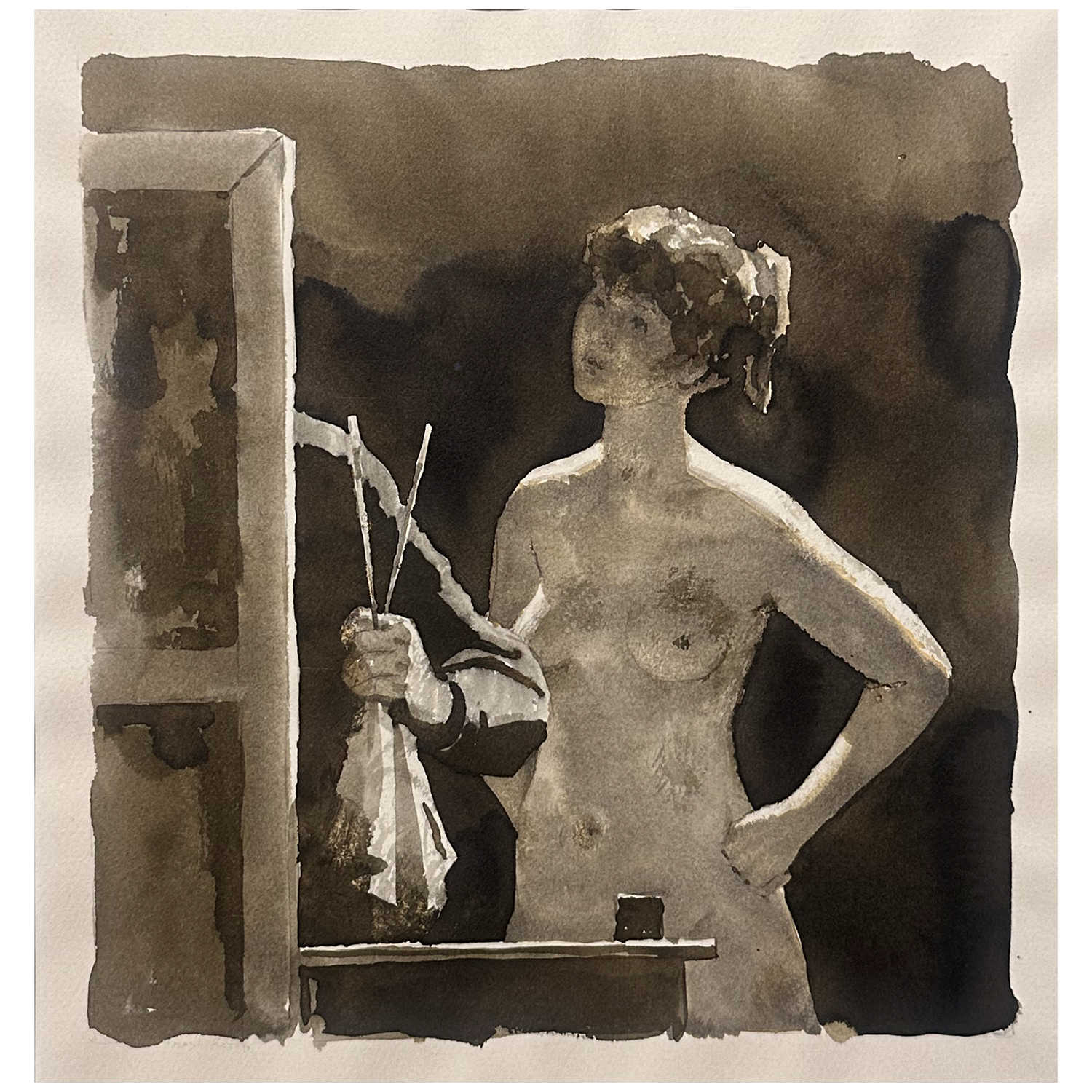 Joseph Hirsch, "Self-Portrait with Model", 1979
