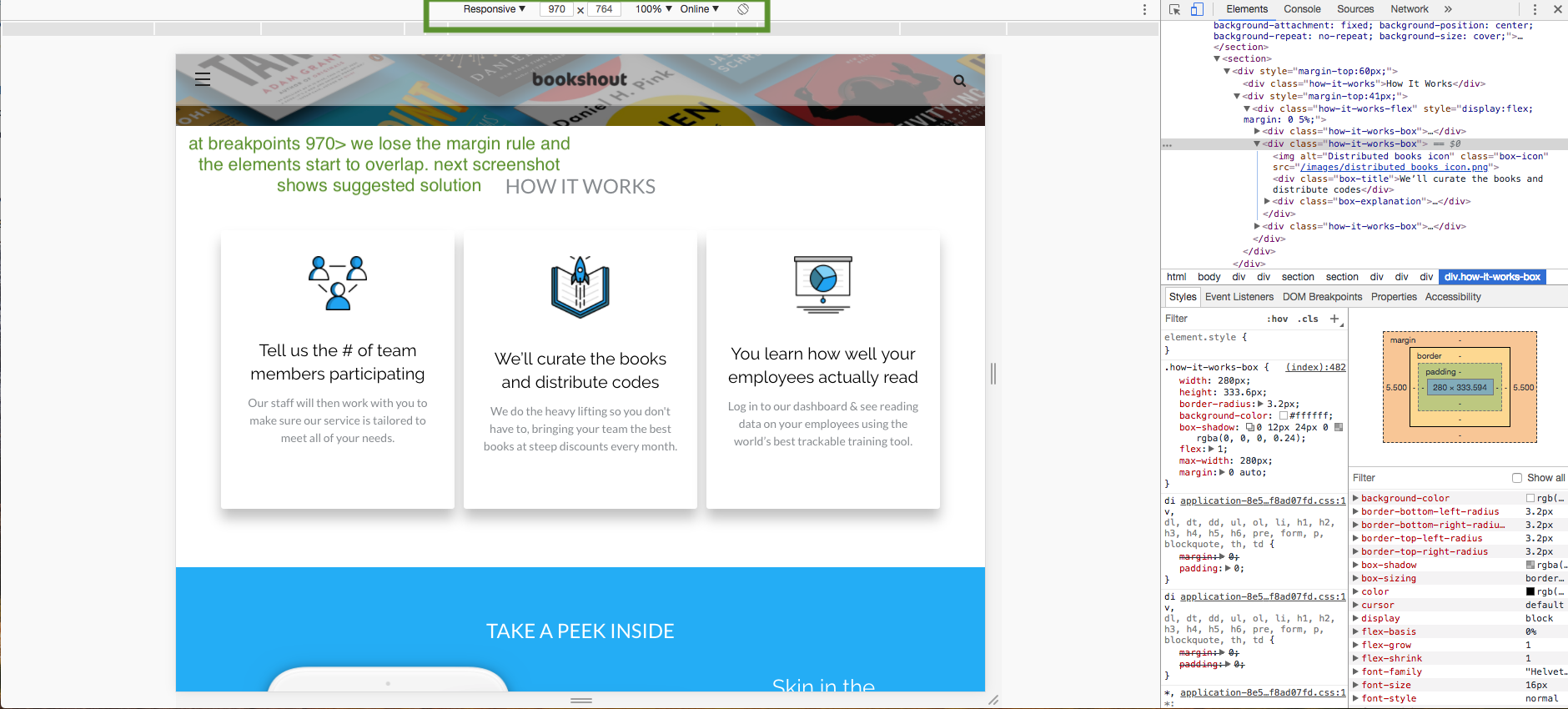 Example bug fixing and CSS changes