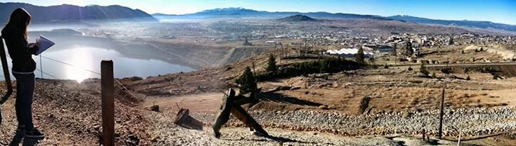 A young Butte citizen contemplating the Berkeley Pit on a Clark Fork Watershed Education Program field trip. 