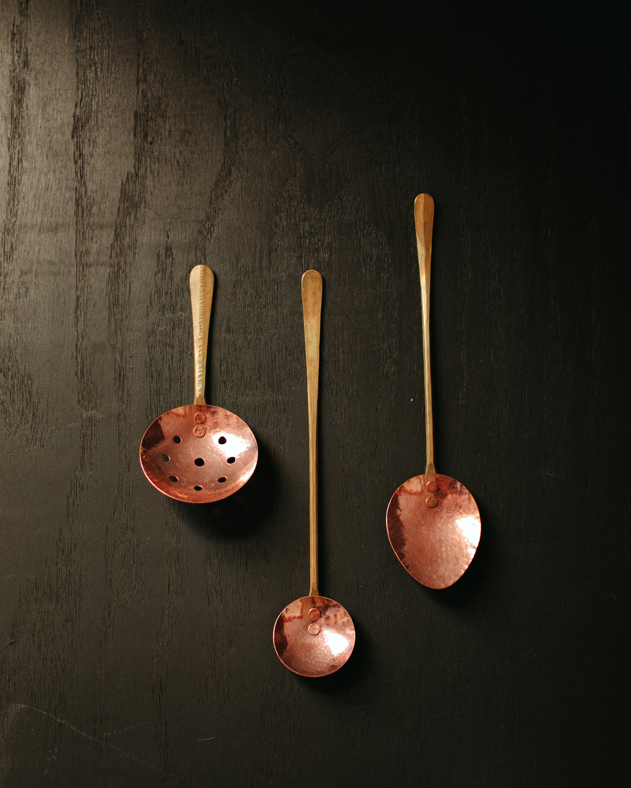 April Copper and Brass Prototype Spoons