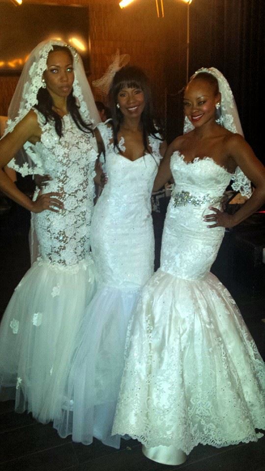 Kiana, Andrea and Ceylone wearing Yanci's gorgeous wedding gowns