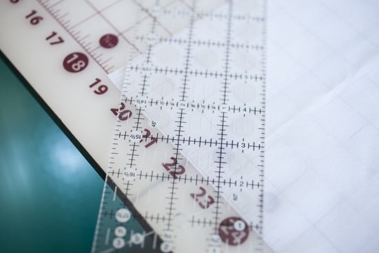 Use the 45° marking on the ruler for bias strips.