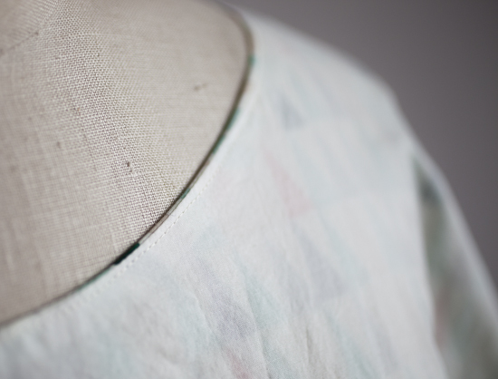 Understitching at neckline.