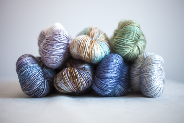 Colors (clockwise from top left): Ghost, Opalite, Sage, Crystal, Petrol, Unforgiven, Concrete