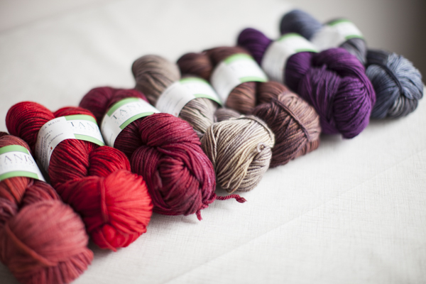 Colors (from left to right): Sunset, Poppy, Garnet, Stone, Chestnut, Plum, Dove