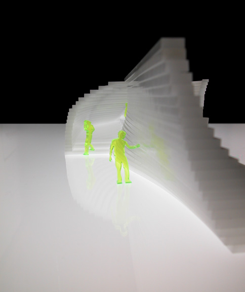 The structure is soft-programmed to operate a flexible and multi-functional landscape - it does not restrict visitors in how and what they do. Instead, the space offers infinite variations for them to discover their own “spot”.