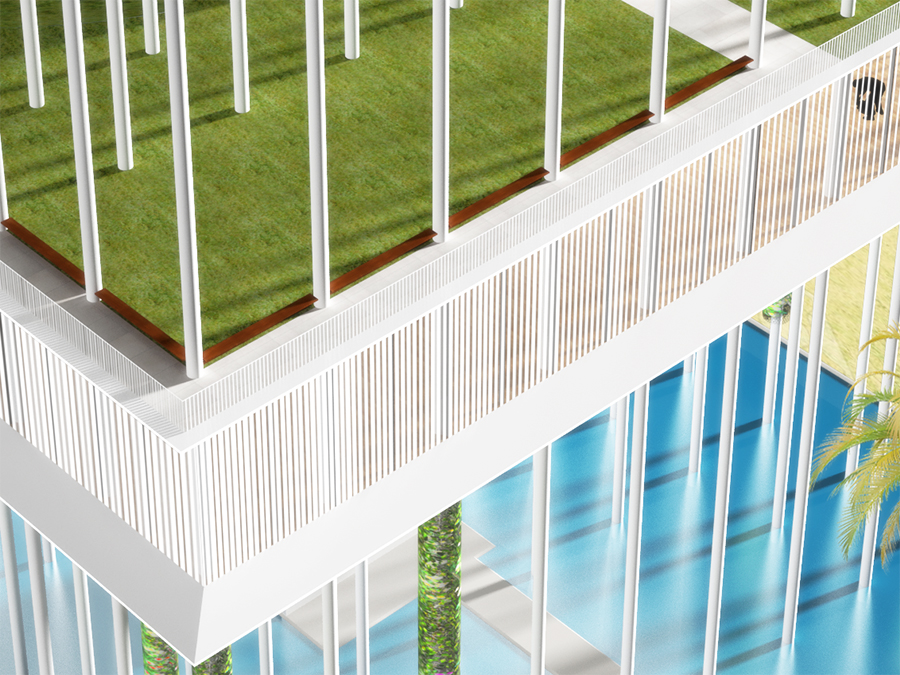 GRADUATED FRIT PATTERN gets denser along south facing facade and gradually becomes transparent as it move towards north facing facade.