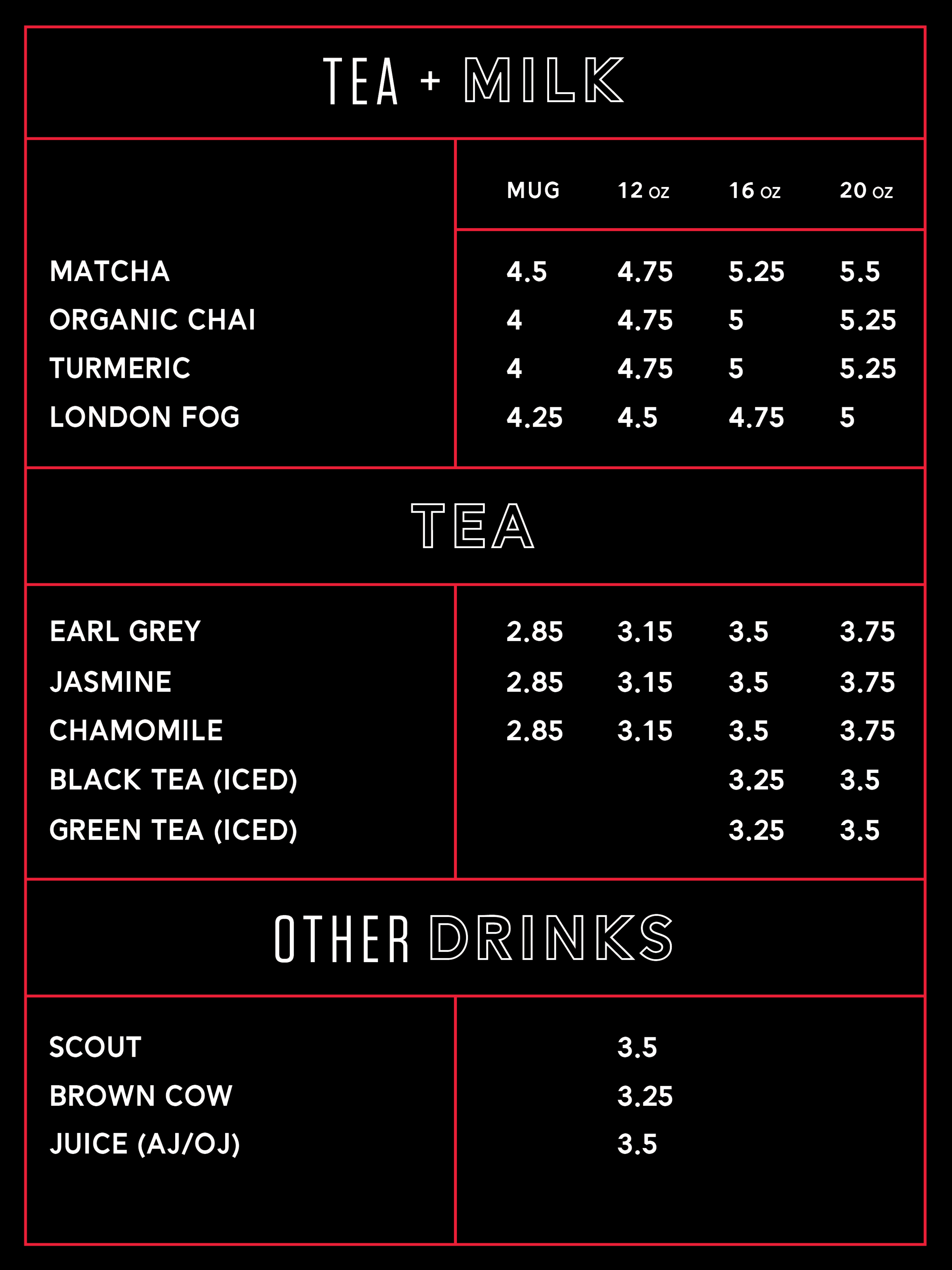Digital Menu — 2Ten Coffee Roasters El Paso Specialty Coffee Roasters